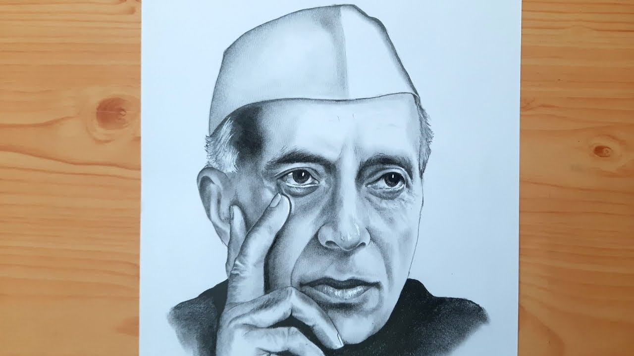 How to draw Jawaharlal Nehru pencil sketch | Very easy drawing