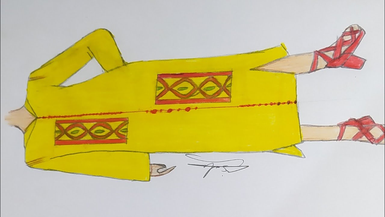كيفية رسم جلابة تقليدية مغربية بسيطة و سهلة للمبتدئين خطوة بخطوة ❤️😌#200subscribers
