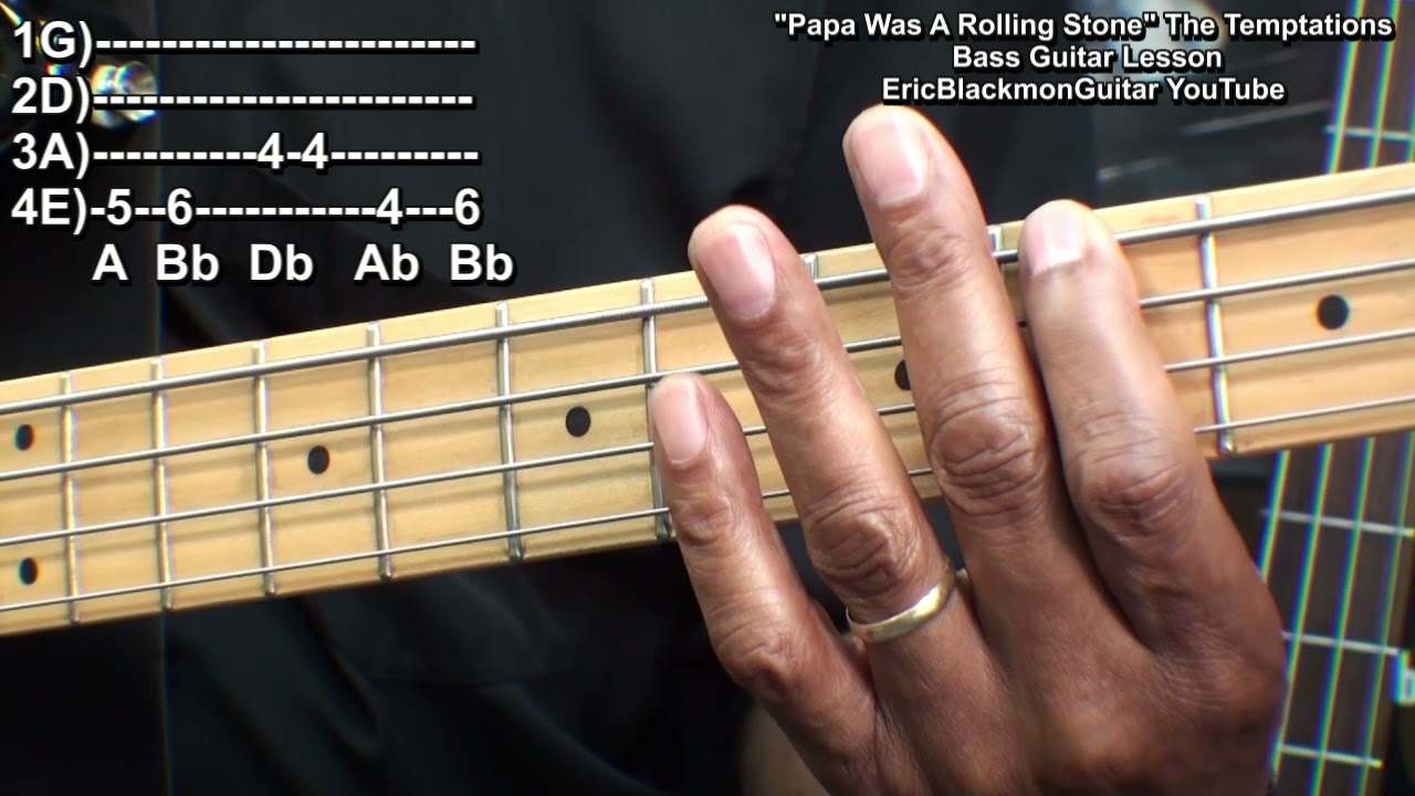 PAPA WAS A ROLLING STONES The Temptations Bass Guitar Tutorial  EASY@ericblackmonmusicbass9175