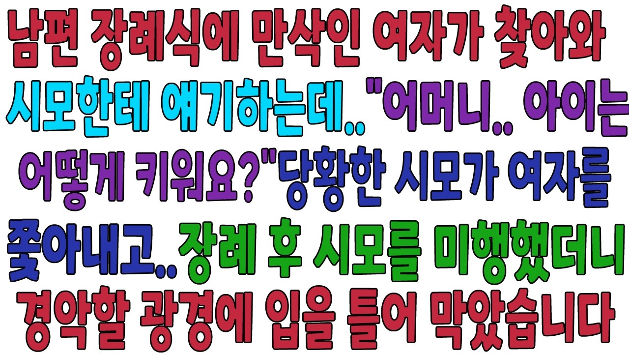 남편 장례식에 만삭인 여자가 찾아와 시모한테 어머니라고 얘기하는데..시모를 미행했더니 경악할 광경에 입을 틀어 막았습니다