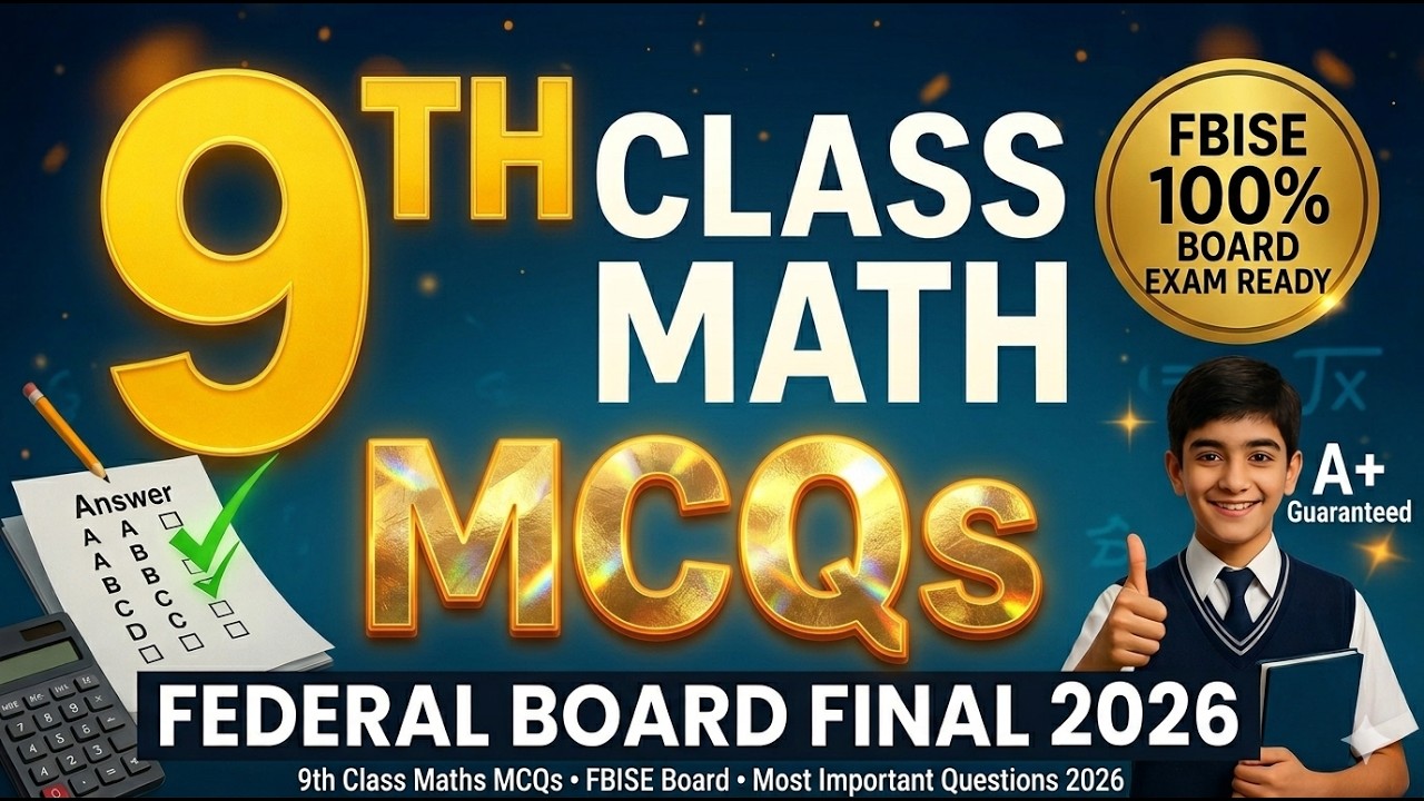 9th Class Math Final Paper 2026 | Most Important MCQs FBISE | Part 01