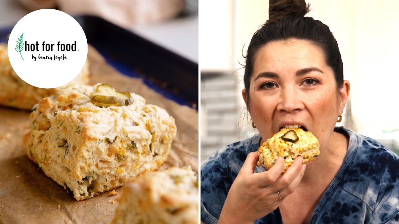Vegan Dill Pickle Cheddar Biscuits | hot for food