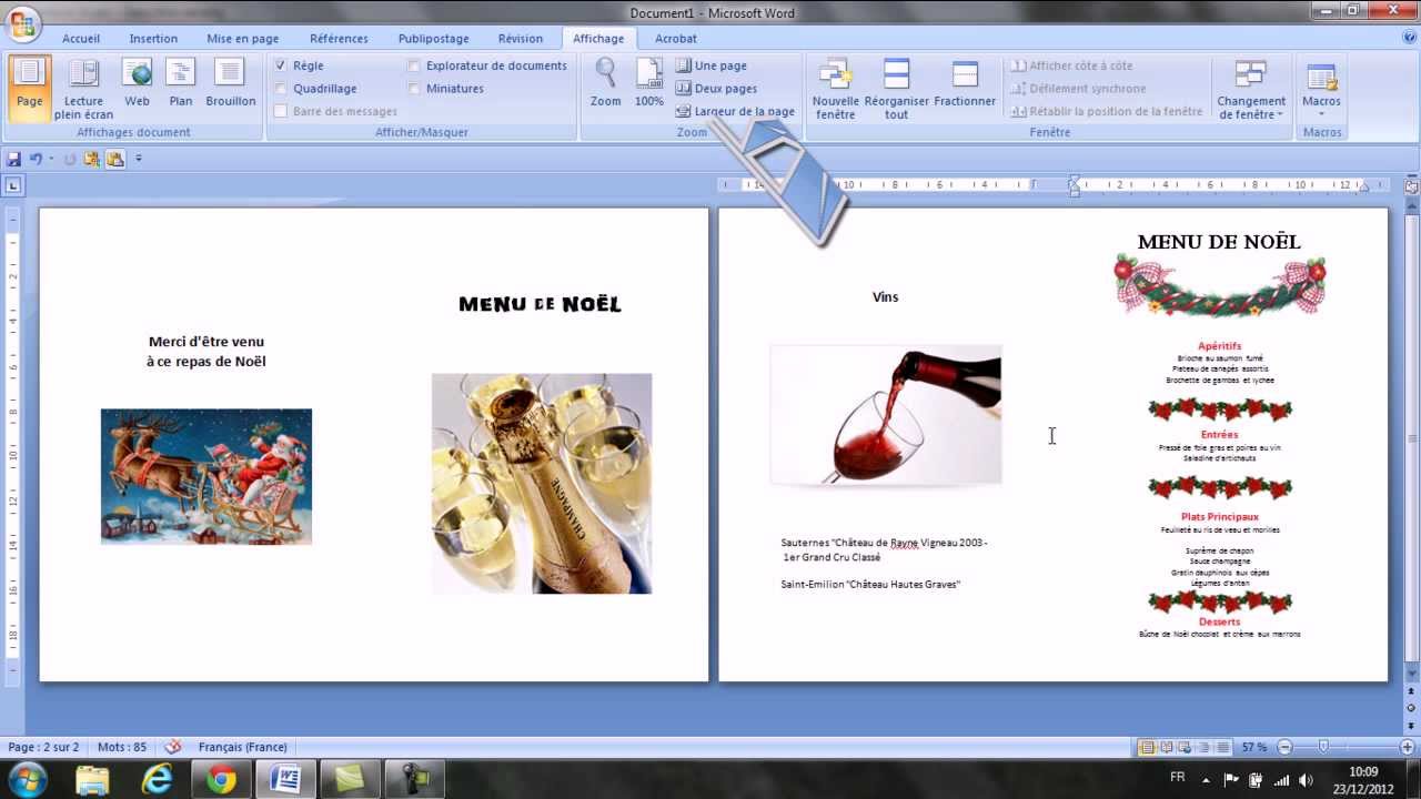 Comment créer un Menu sur Word
