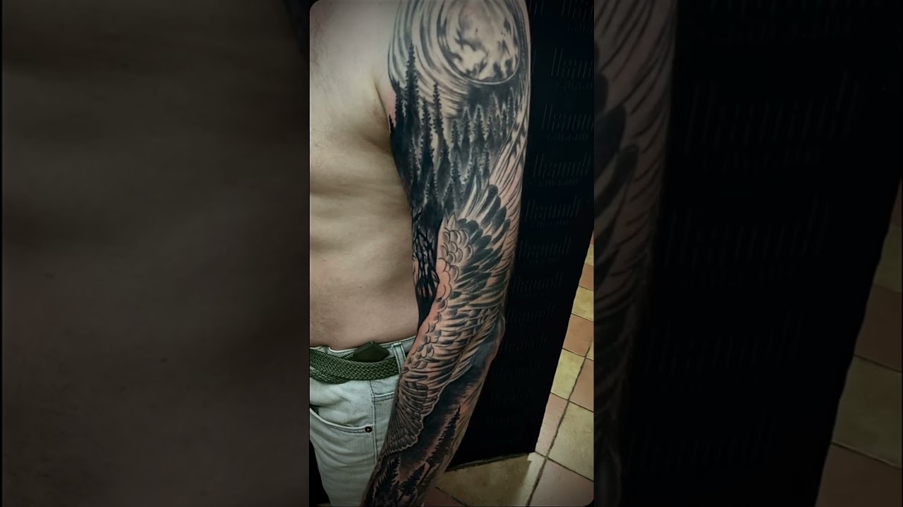 Тату рукав. Сова и лес тату. | Tattoo sleeve. Owl and forest tattoo. | KOLESNIKTATTOOART