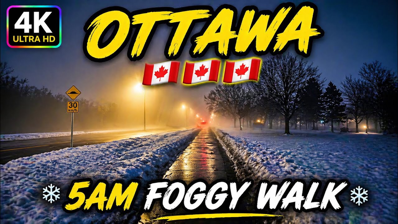 Relaxing walking in the Fog | 5AM Quiet Morning Walk Through a Neighborhood  | 2026 