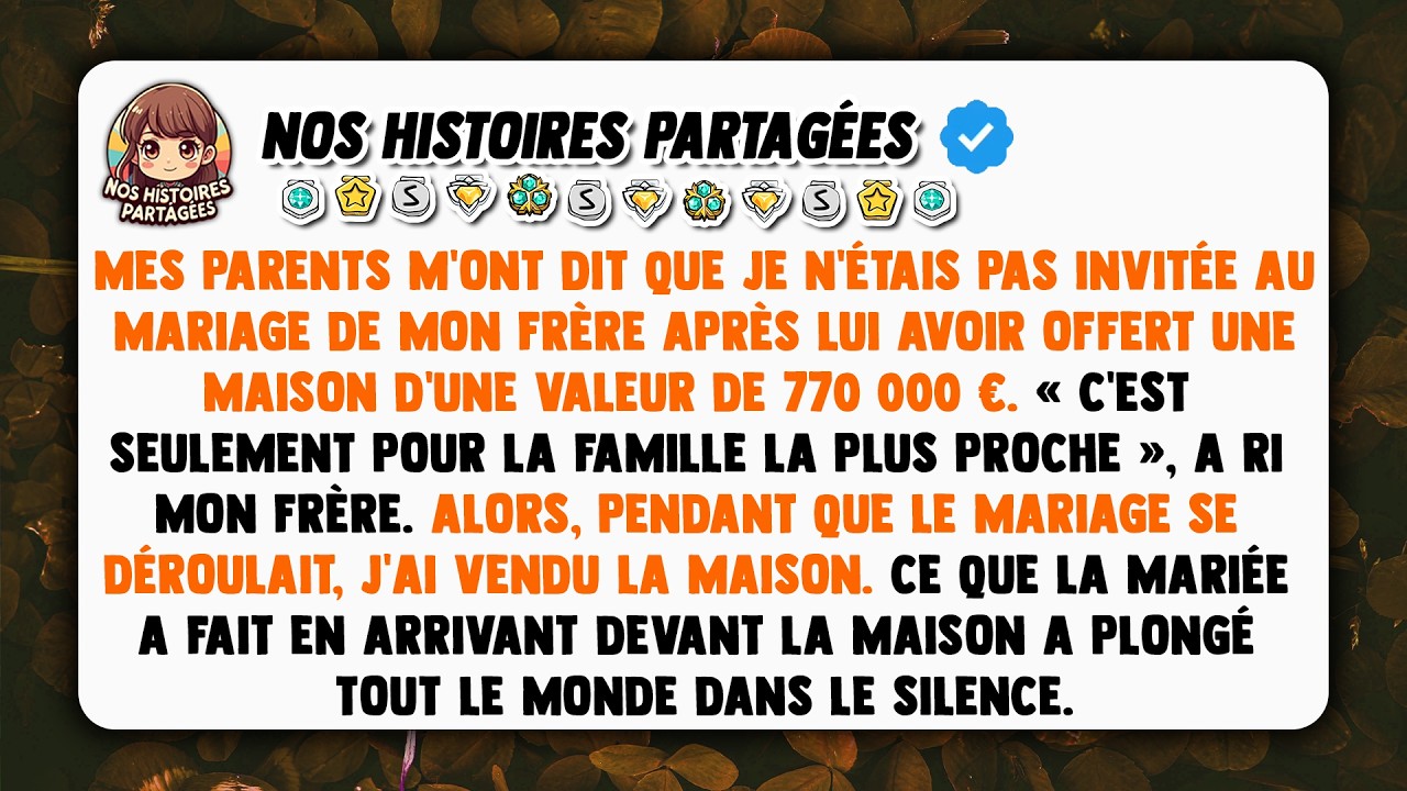 Mes parents m'ont dit que je n'étais pas invitée au mariage de mon frère après lui avoir offert une