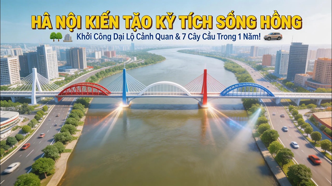 HÀ NỘI KIẾN TẠO KỲ TÍCH SÔNG HỒNG: Khởi Công Đại Lộ Cảnh Quan & 7 Cây Cầu Trong 1 Năm!