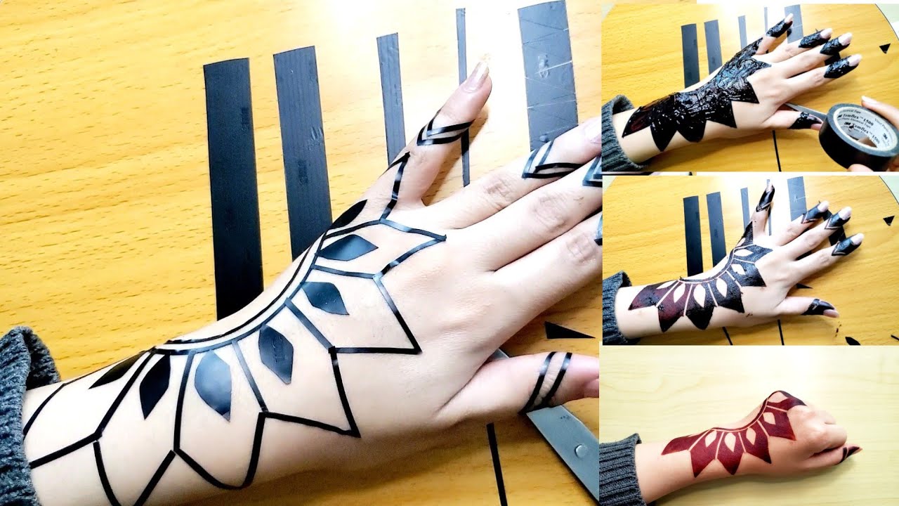 اجمل شرائط الحنه السودانية💎اشكال هندسية رائعة  use the tape to make this unique mehndi designs