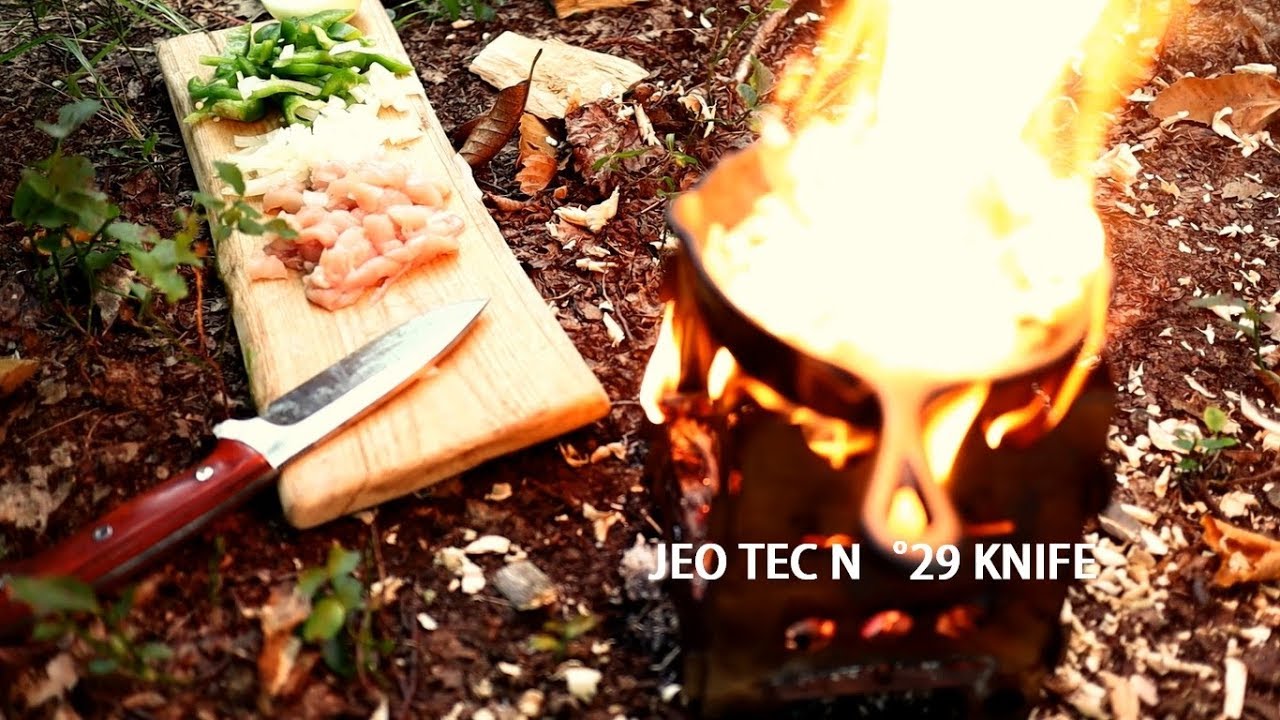 Закуска фламбе в лесу! С новым ножом Jeo Tec № 29! ASMR, BUSHCRAFT