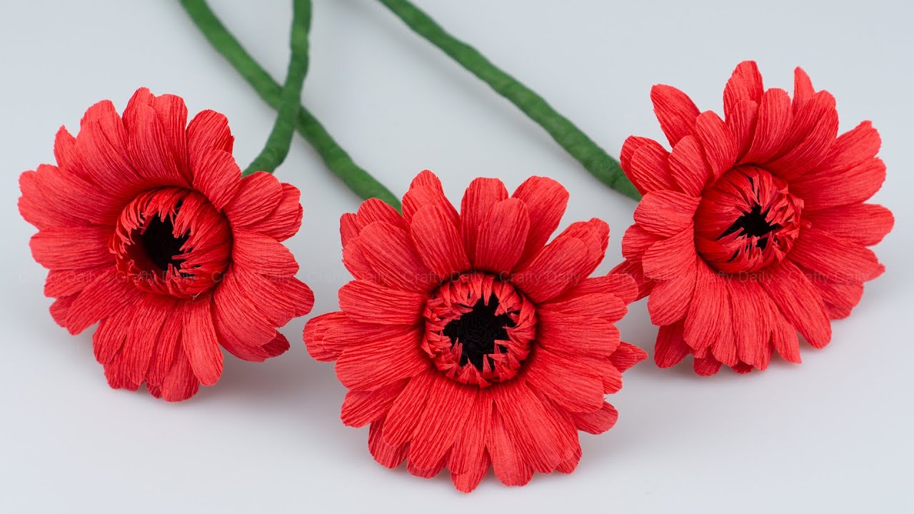 Gerbera Paper Flower | DIY Paper Flowers Making | Crepe Paper Flower Tutorials