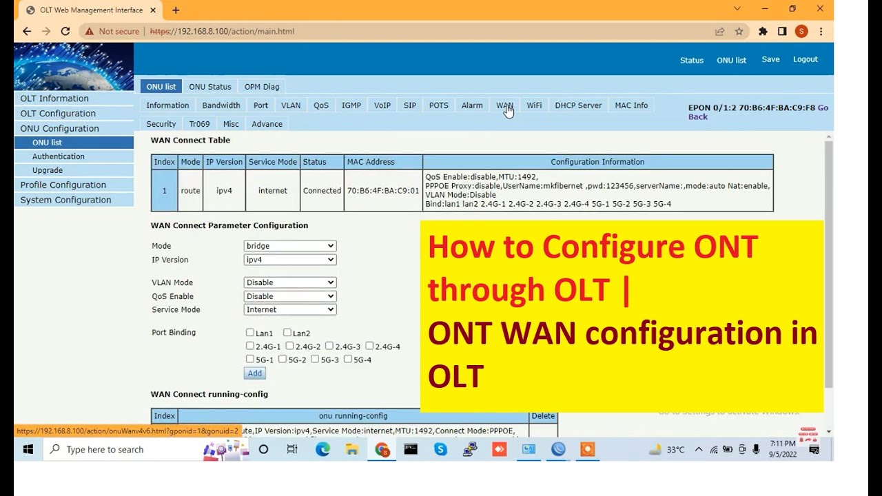 How to Configure ONT through OLT | ONT WAN configuration in OLT | How to configure ONU WAN Connect