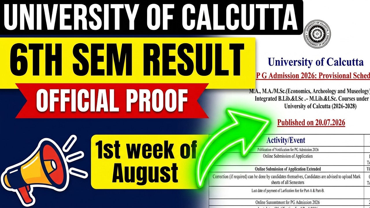 Calcutta University 6th Semester Result | Official Update | BA/BSc/BCom | Expected Result Date