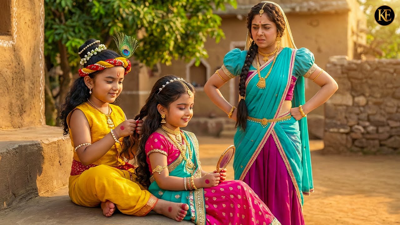 राधा के बाल बनाते देख यशोदा मैया को क्यों आया बाल कान्हा पर गुस्सा? || YMKN || Shree Krishan leela