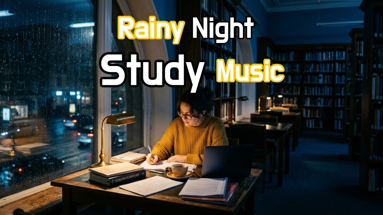Rainy Night Study Music | Calm Piano Music for Studying