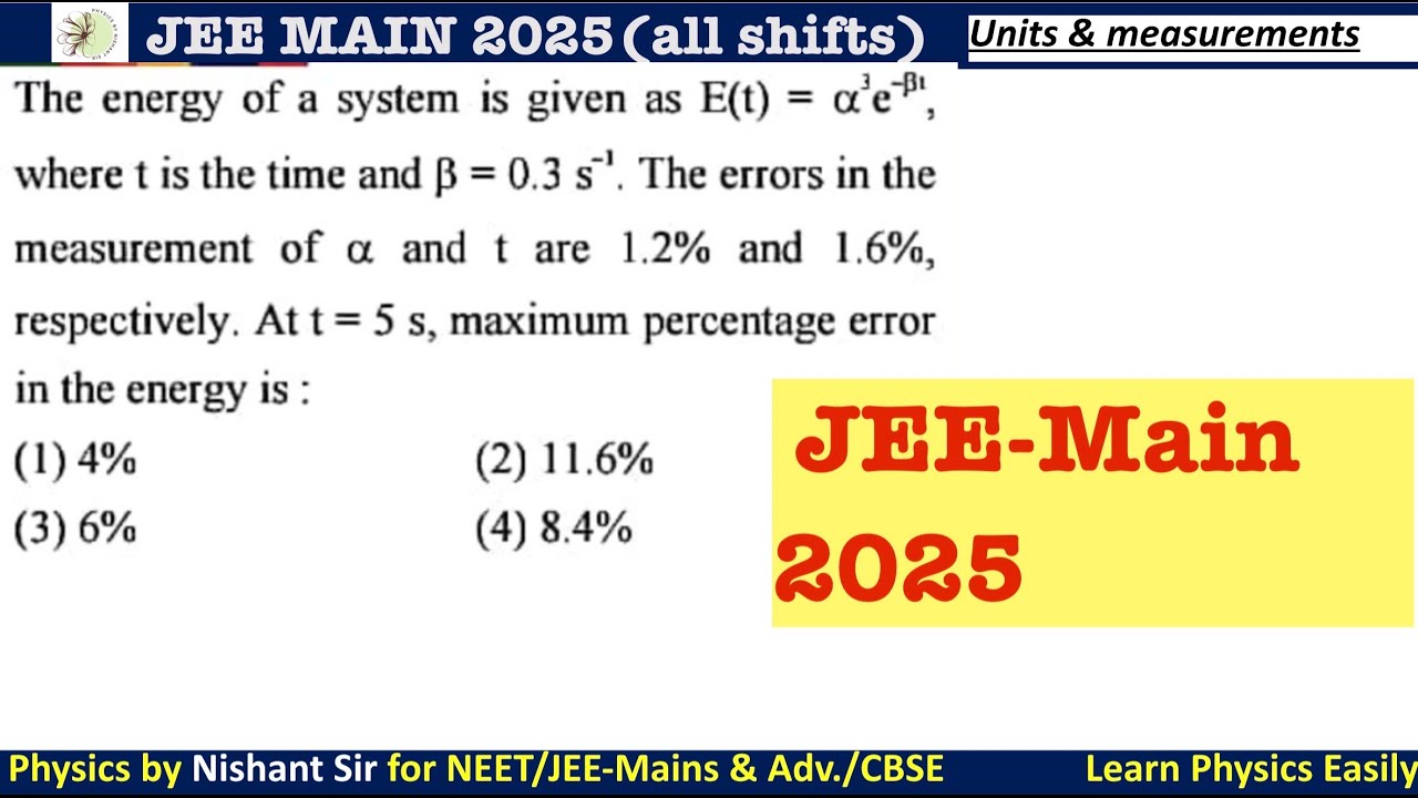 The energy of a system is given as E(t) = a'ewhere t is the time and B = 0.3 s'. The e #jeemain2025