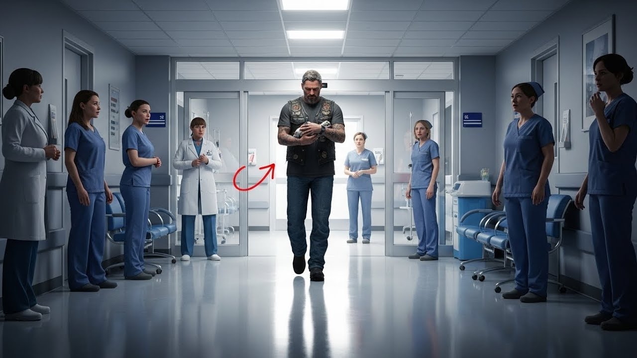 Das Krankenhaus erstarrte als der Biker Anführer hereinkam dann sahen sie was er trug