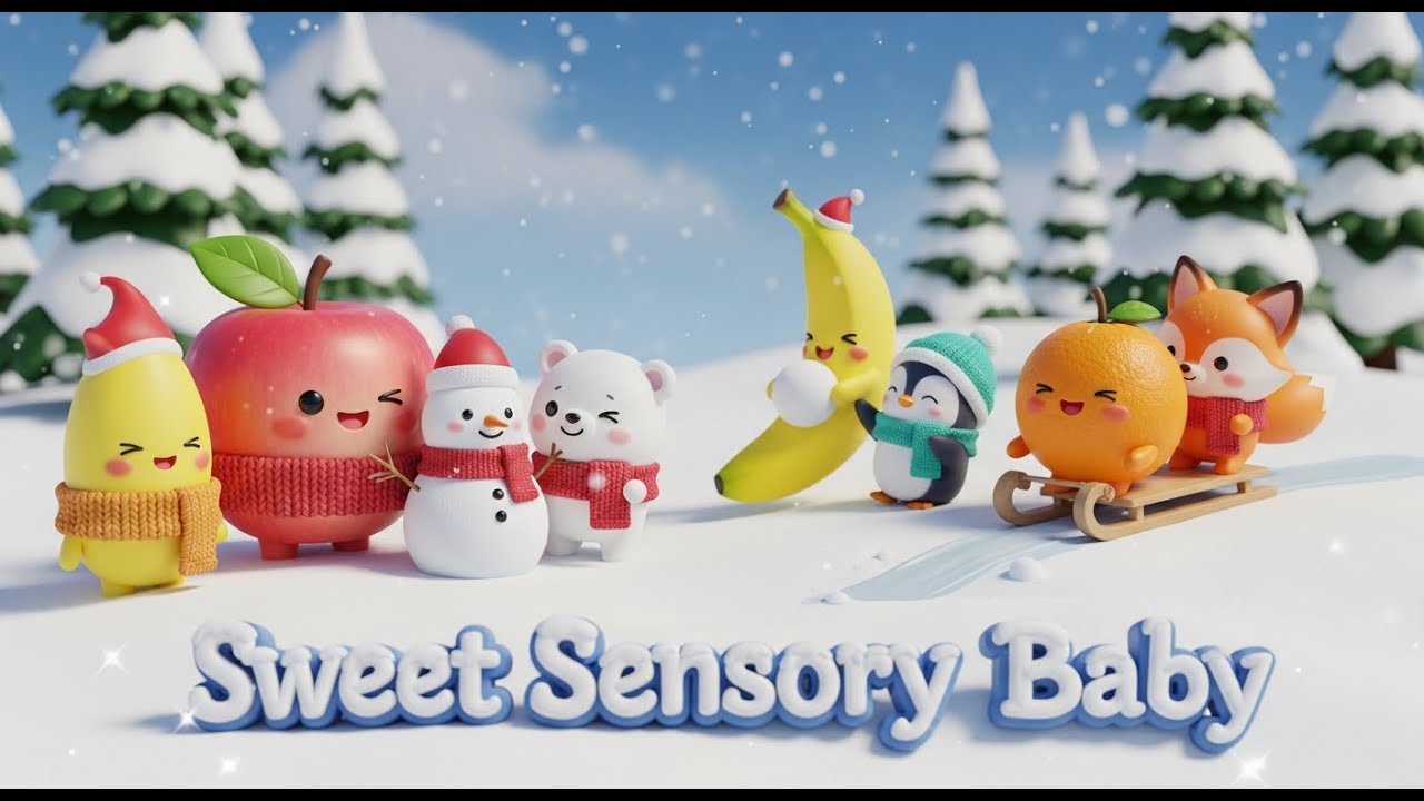 Peach Snow Land & Penguin Friend🍑Cute Baby Sensory for Sleep🐧