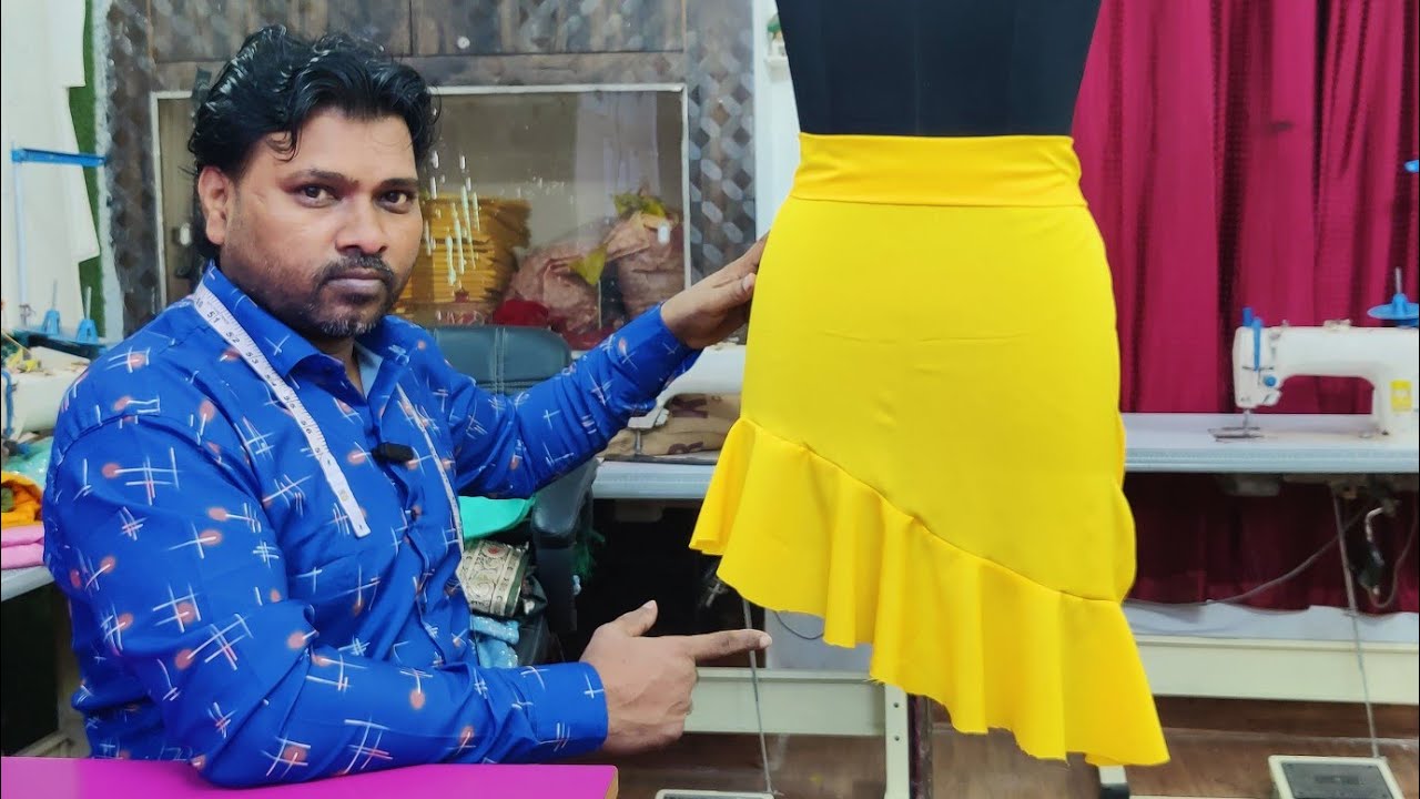 How to attach a ruffle to a skirt / Rafal wali skirt /  रफल वाली स्कर्ट कटिंग करने का आसान तरीका