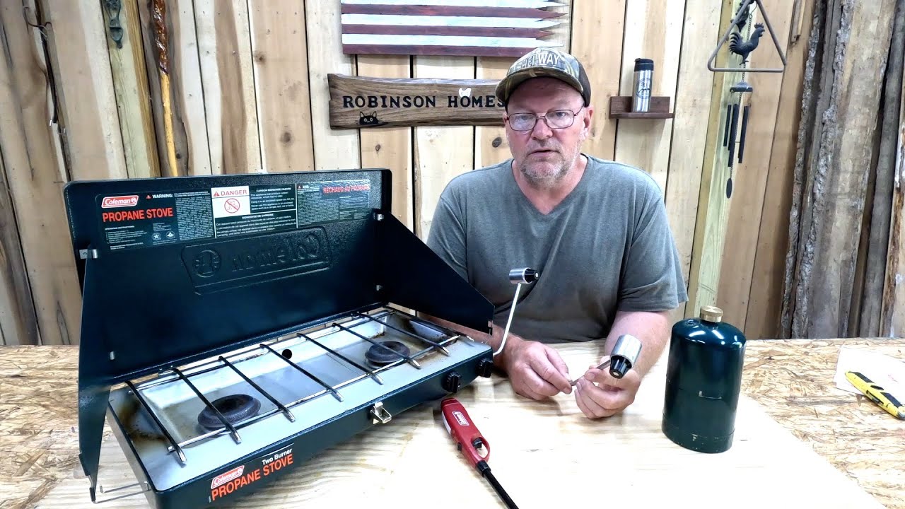 two burner camp stove to a 20lb propane tank