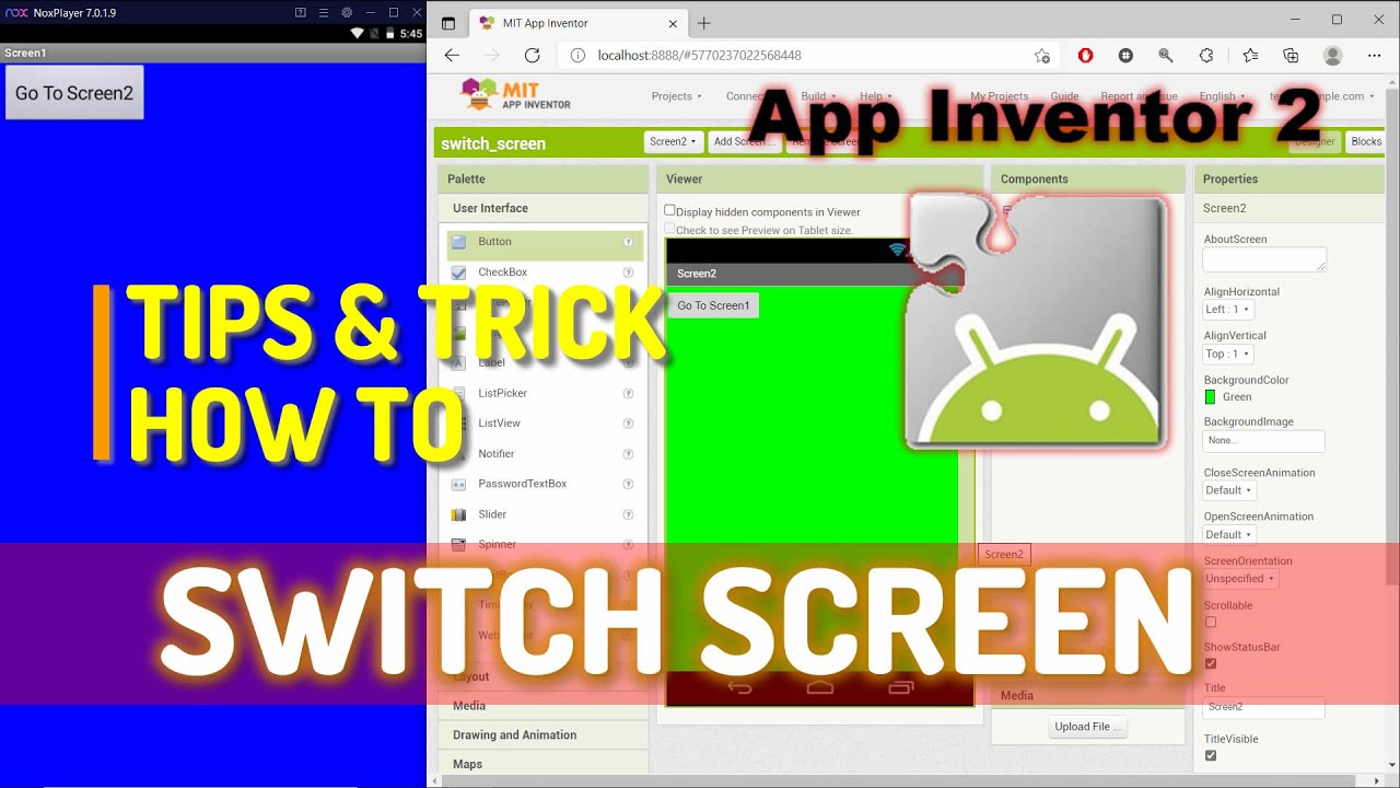 MIT App Inventor: как переключать экраны