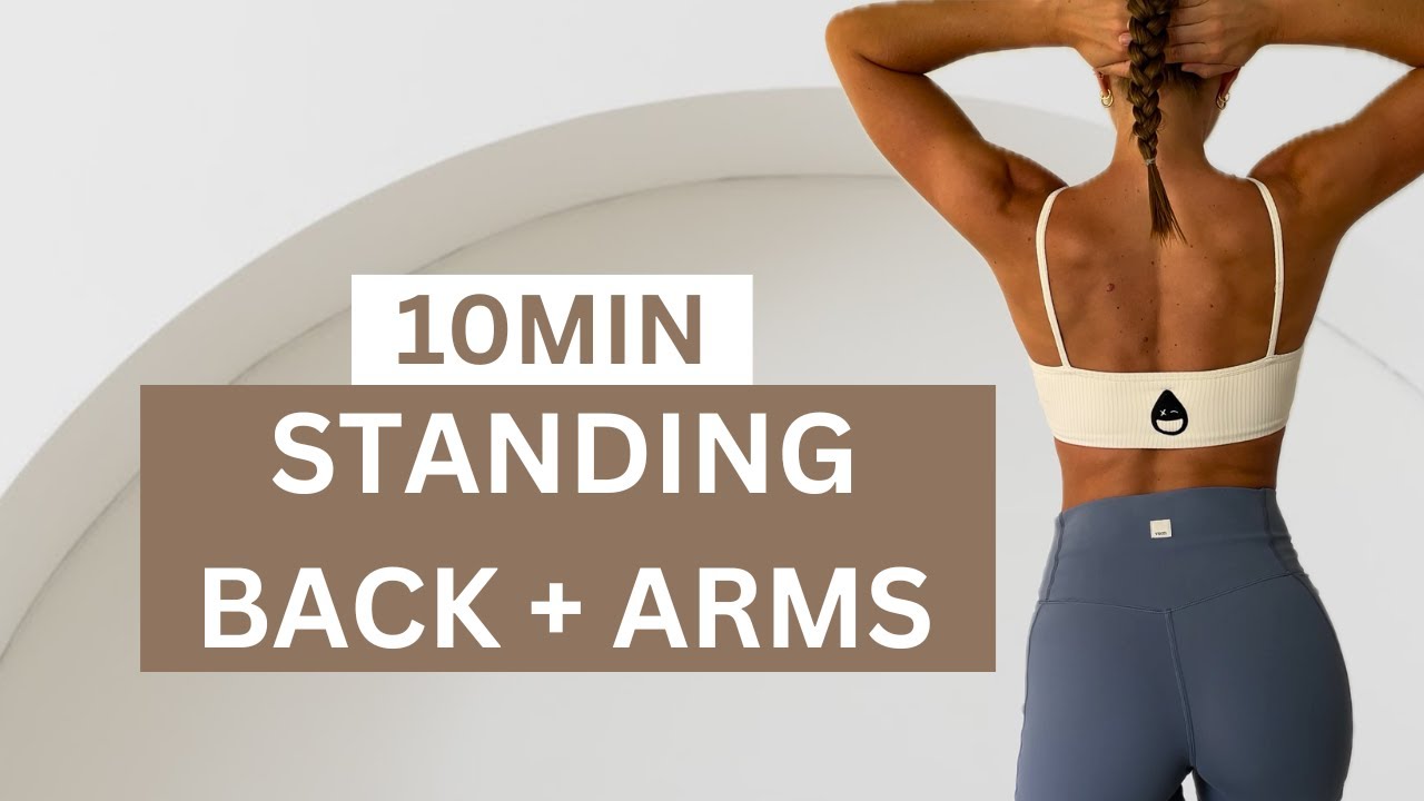 DAY 7: 10 MIN STANDING BACK + ARMS WORKOUT || Using Dumbbells