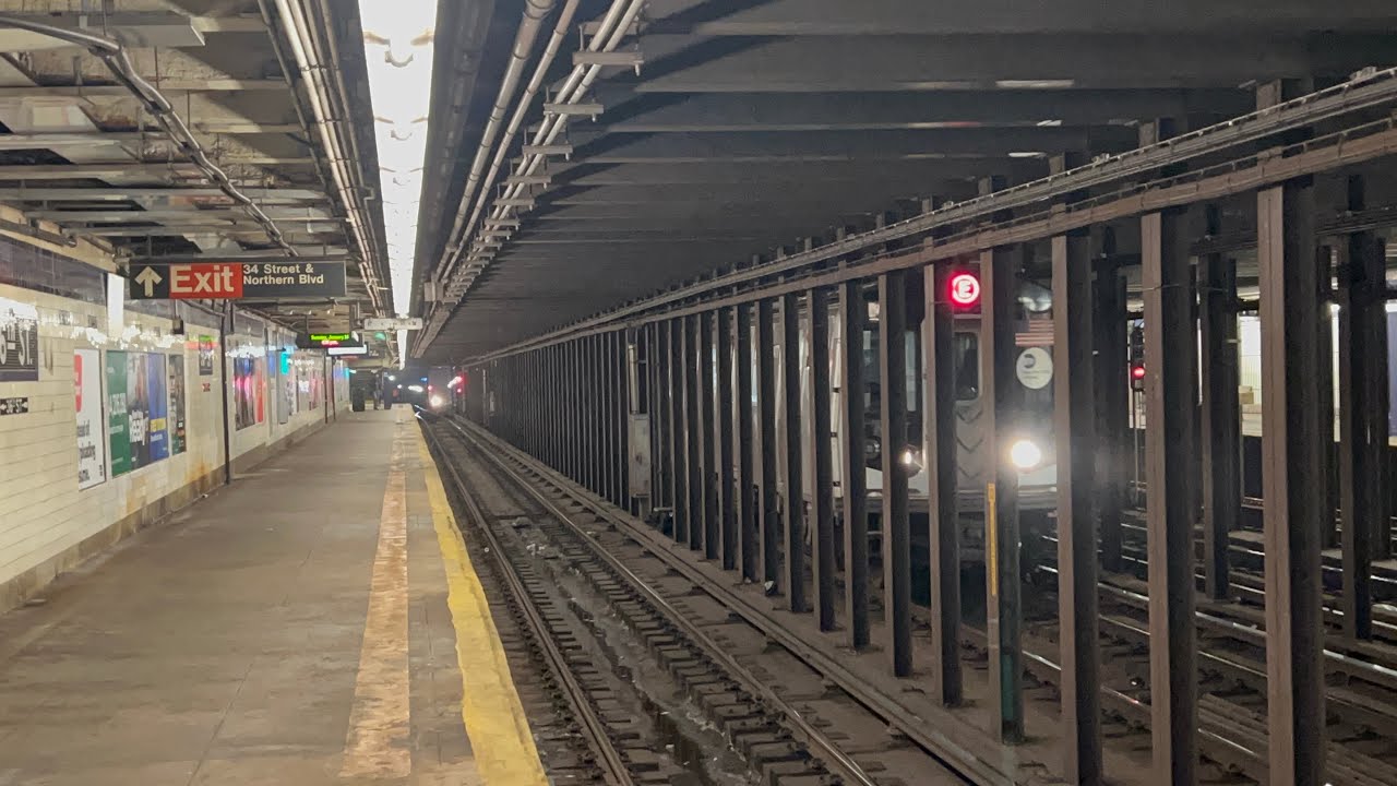 (E) (F) Express and (M) (R) Local Train Action At 36th Street