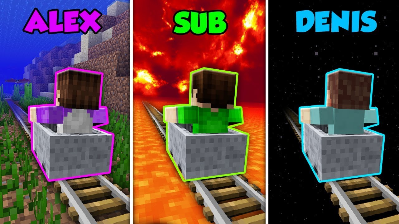 ALEX vs SUB vs DENIS - MINECART ADVENTURE in Minecraft! (The Pals)