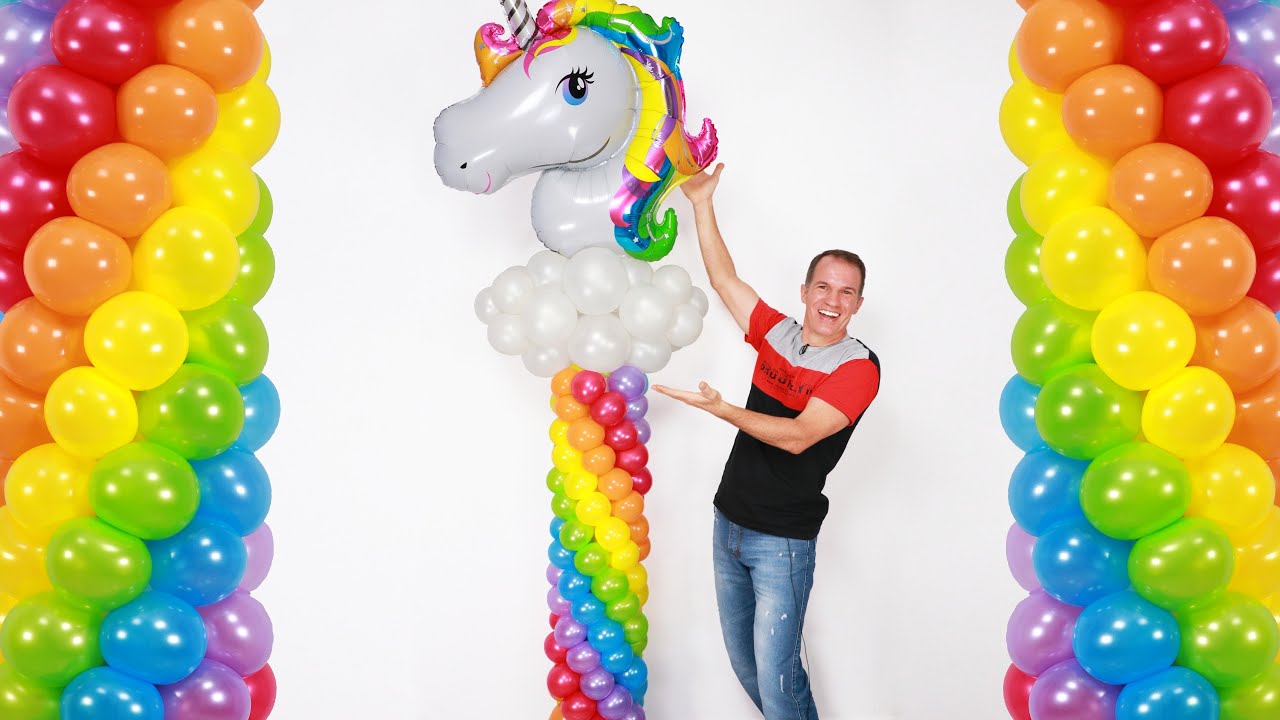 COMO HACER UN ARCO IRIS DE GLOBOS 🌈 (decoración con globos) decoraciones para cumpleaños  gustavo gg