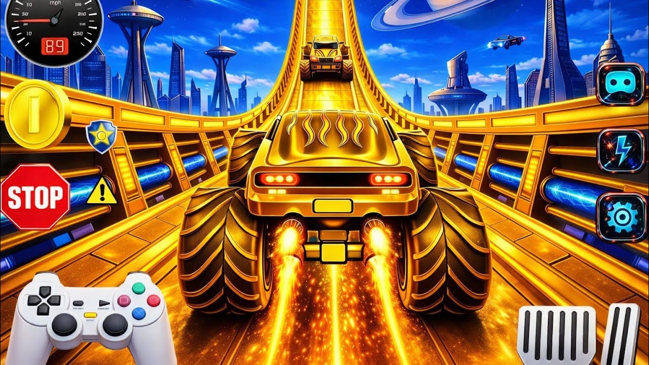 🤯😱Monster Truck Mega Ramp! Extreme Racing Mega Ramp! Truck racingExtreme stunts Insane