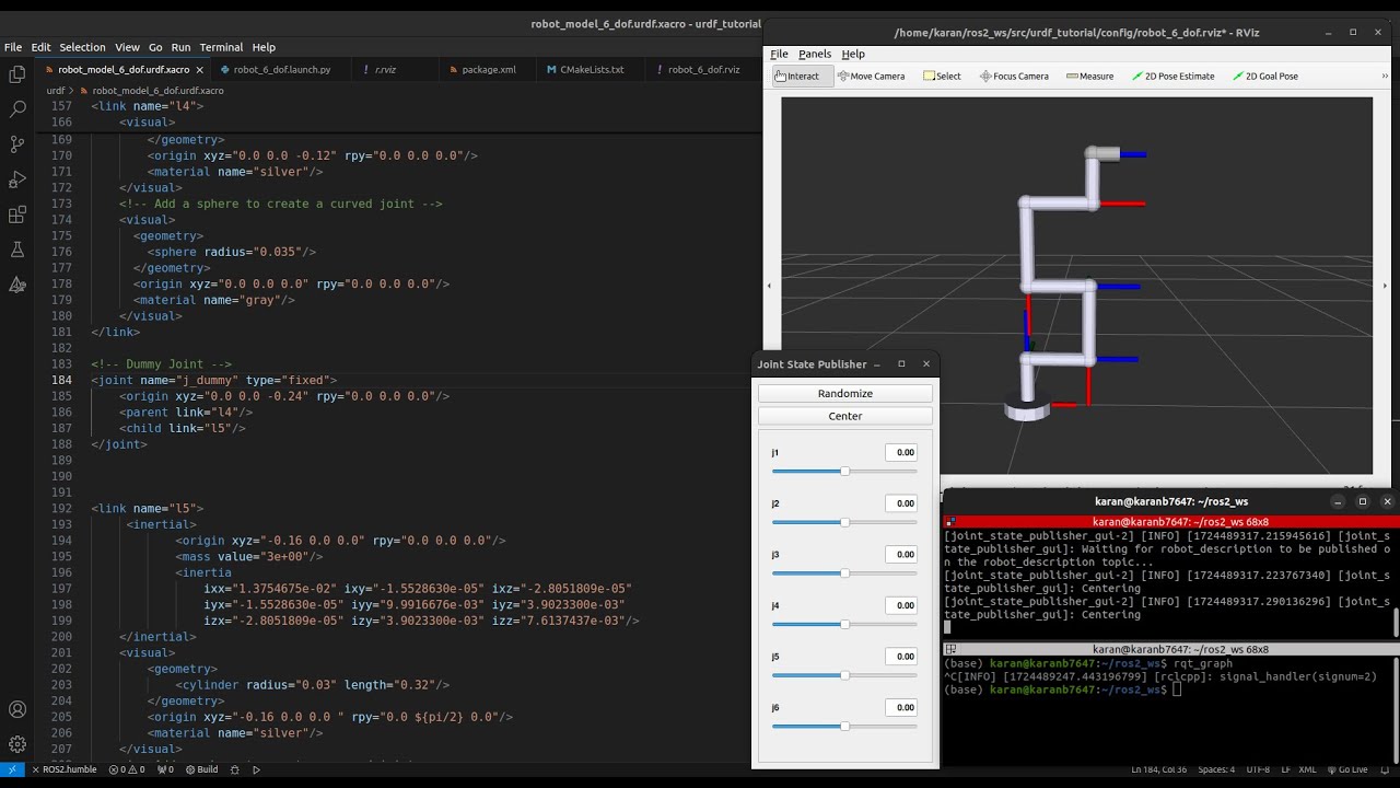 Creating a URDF File for a 6DOF (6-Axis) Manipulator in ROS 2 & Visualize in RViz