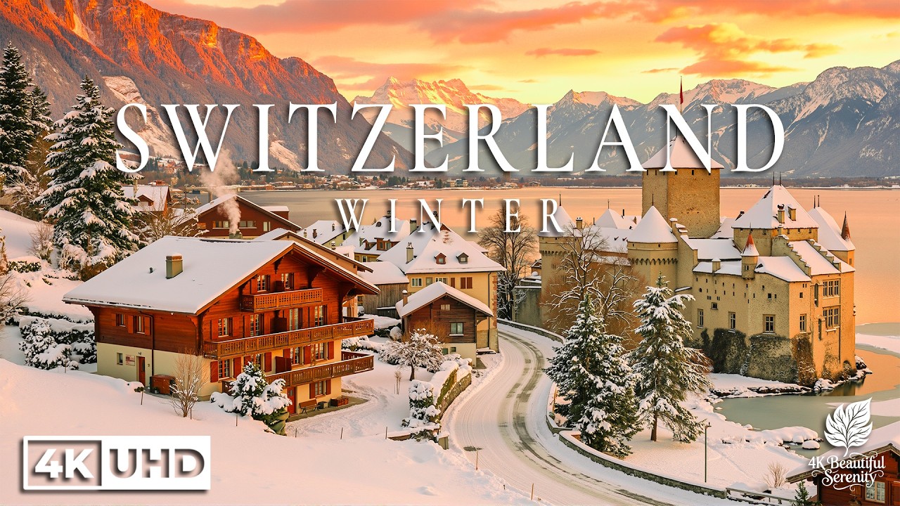 Switzerland Winter 4K - Winter Wonders of Snowy Landscapes & Calming Music | 4K Video UHD