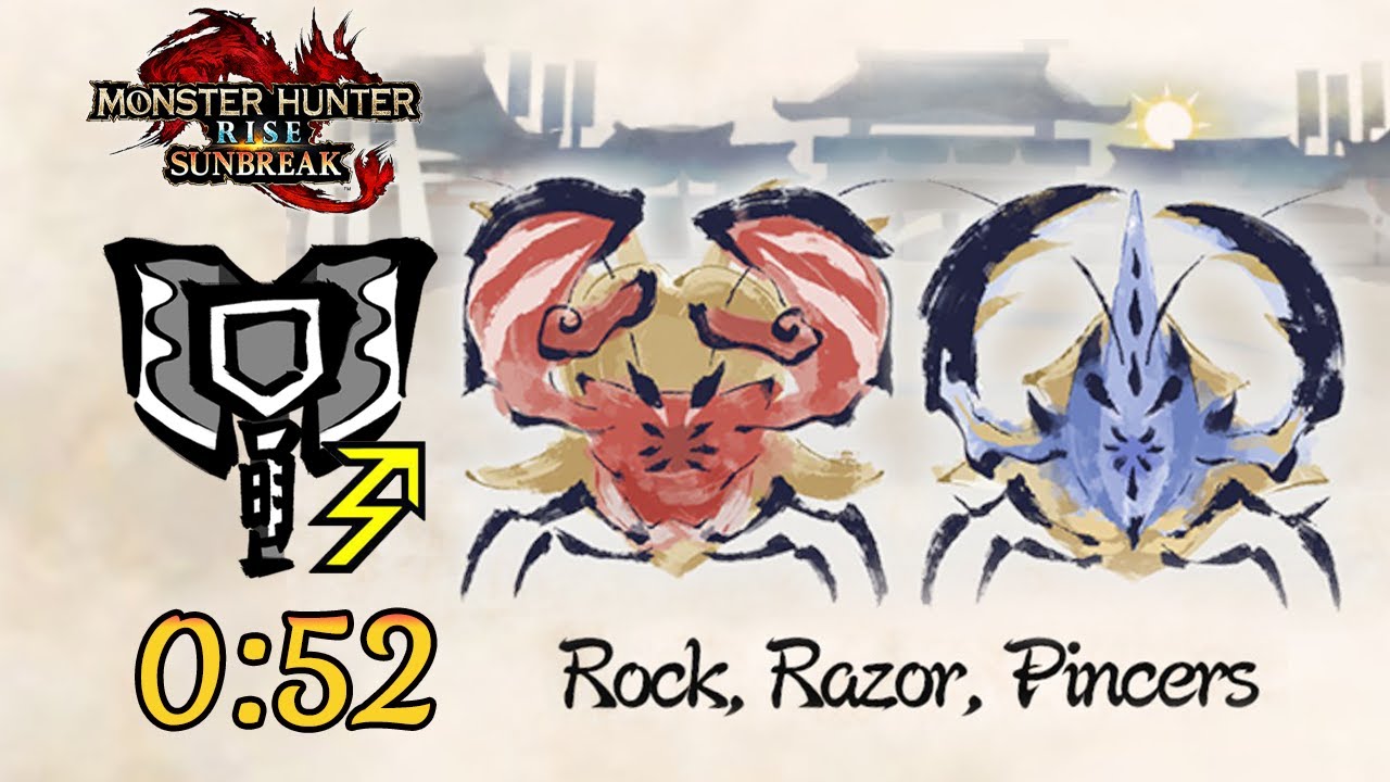 MHRSunbreak : MR3★ Rock,Razor,Pincers | 0'52 | solo with Charge Blade