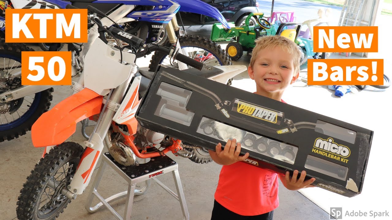 Малыш получает новый комплект руля ProTaper для мотоцикла KTM 50 Dirt