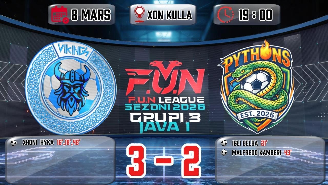 F.U.N LEAGUE 2026 VIKINGS VS PYTHONS FC 3-2 HIGHLIGHTS JAVA 1, 8 MARS @XON KULLA 7PM