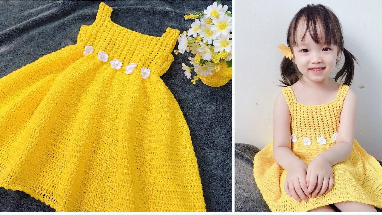 B35. Crochet baby dress | Móc váy cho bé gái