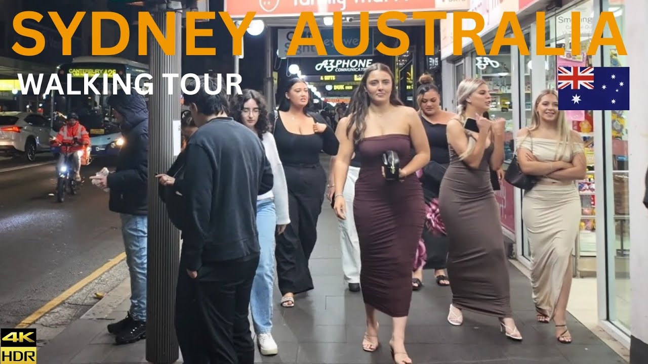 Sydney Australia Virtual Walking Tour - Newtown Sydney Busiest Surbub At Night | 4K HDR