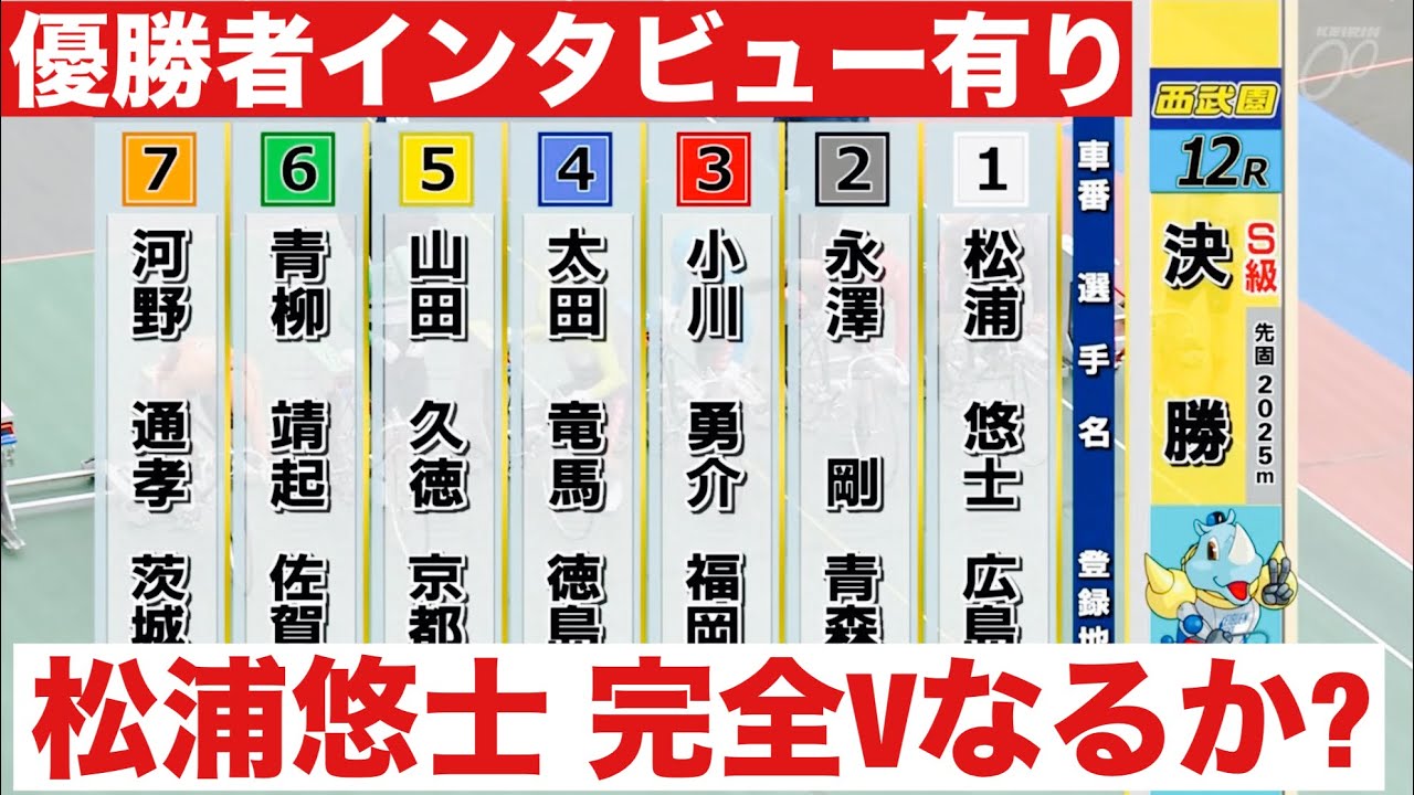 西武園競輪 S級決勝 松浦悠士 完全Vなるか?優勝者インタビュー有り デイリースポーツ賞