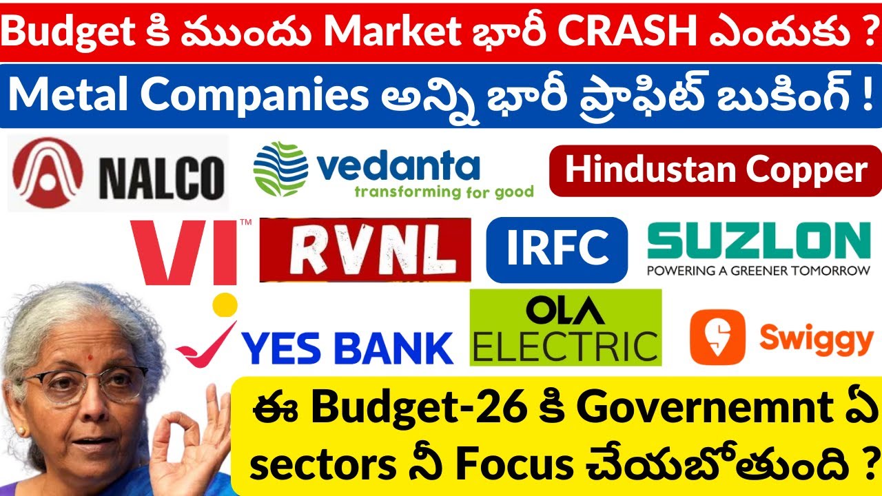 Market Crash Before Budget 2026! 😱 Why Did Metal Stocks Fall? |Stock Market Latest News Telugu