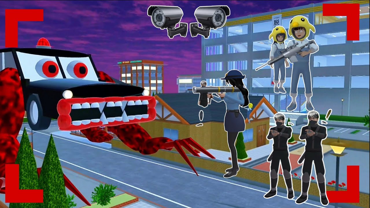 CCTV Rekam Penampakan Monster Police Car Eater di Kota Sakura YUTA Mio | Sakura School Simulator