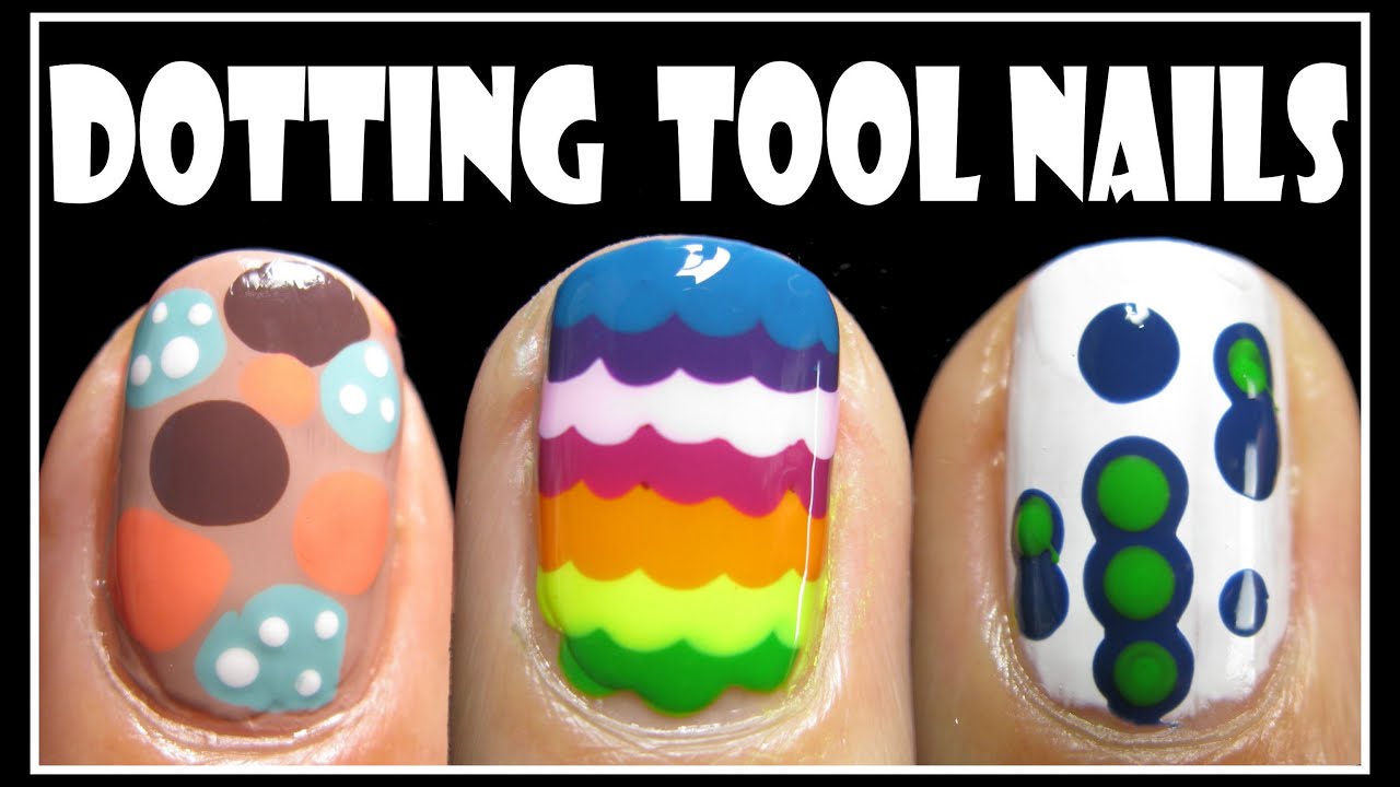 3 EASY DOTTING TOOL NAIL ART DESIGNS | HOW TO RAINBOW SHORT NAILS TUTORIAL CUTE BEGINNERS MANICURE