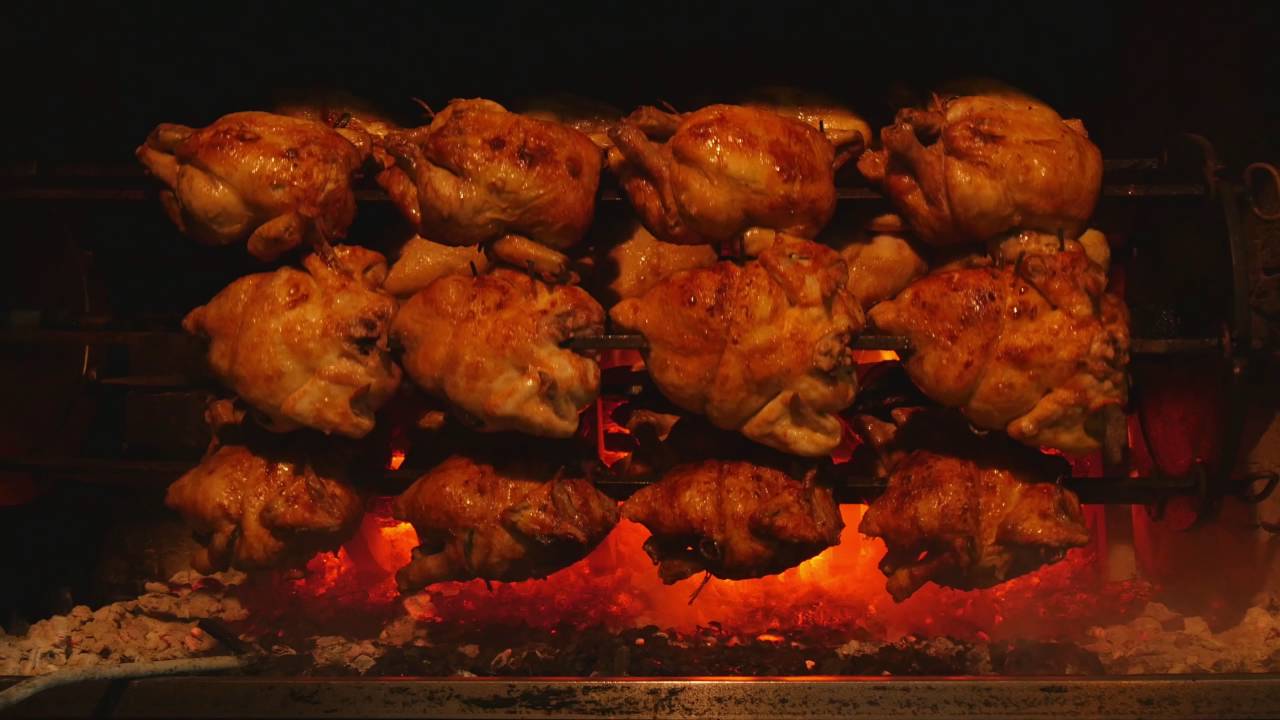 4K  Ultra HD fireplace - chickengrill loop - 28 hot chicken