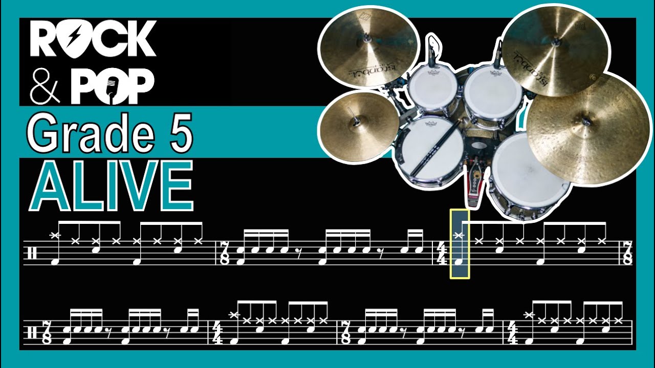 Alive - Grade 5 Drums (Trinity Rock & Pop) + Notation