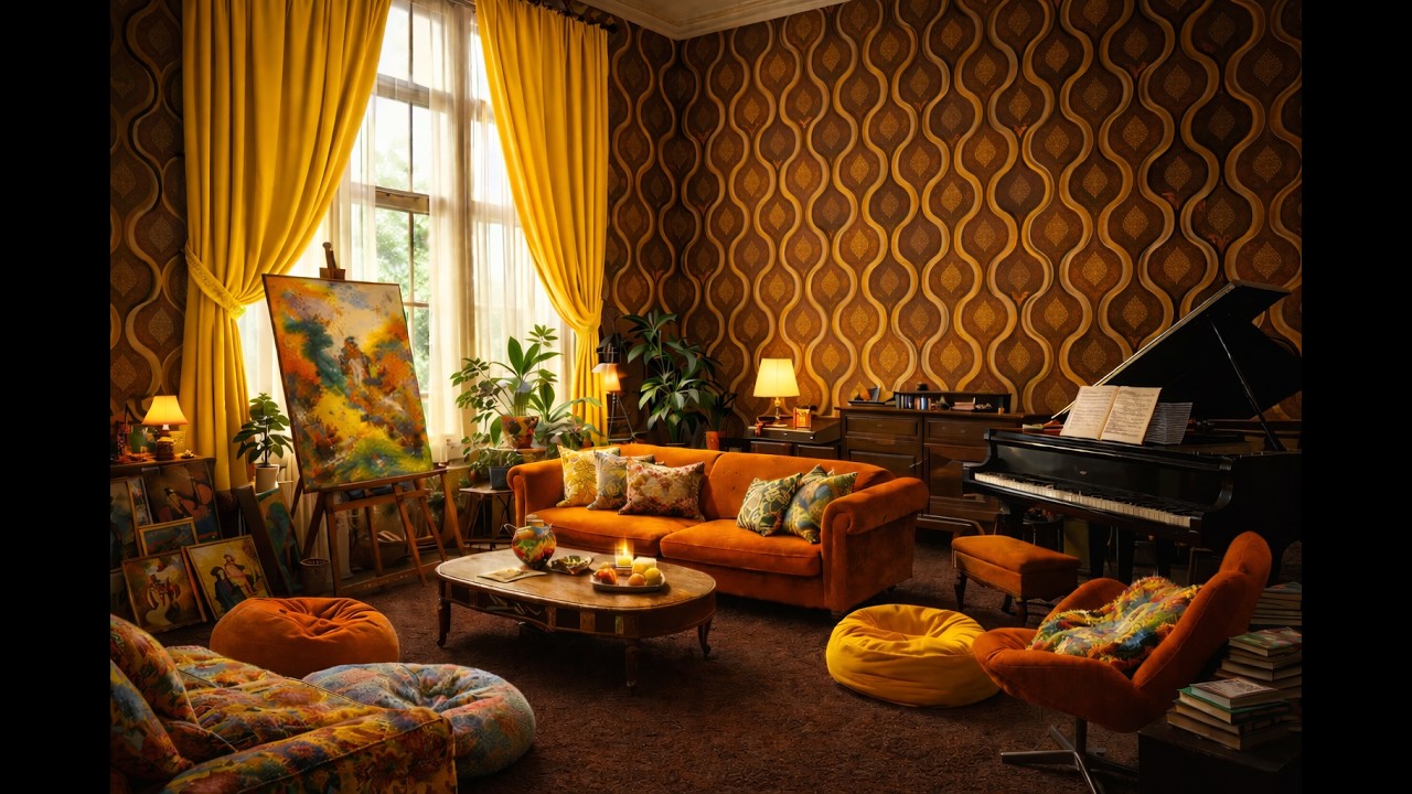 Cosy Ambient 1970s Artists Living Room