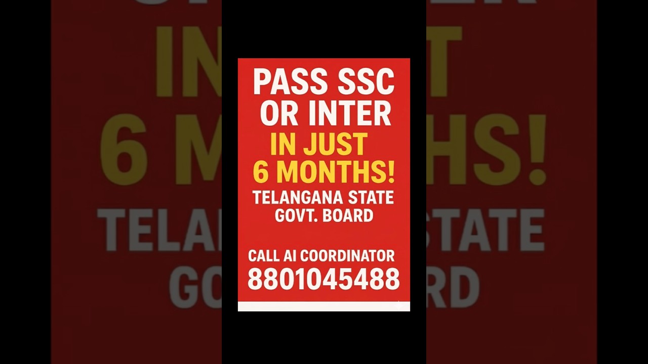 Pass SSC or Inter in 6 Months | TS Open School Admission| Call 8801045488