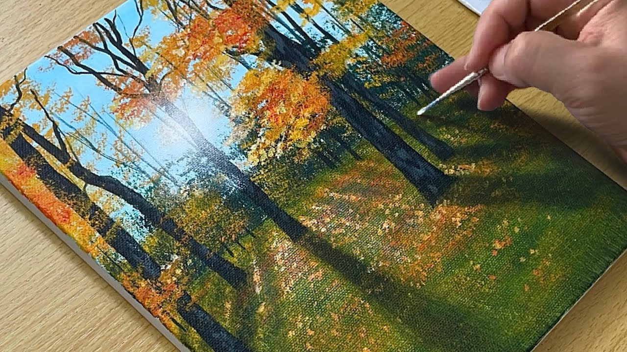 Easy Autumn Forest Acrylic Painting | Step by Step for Beginners