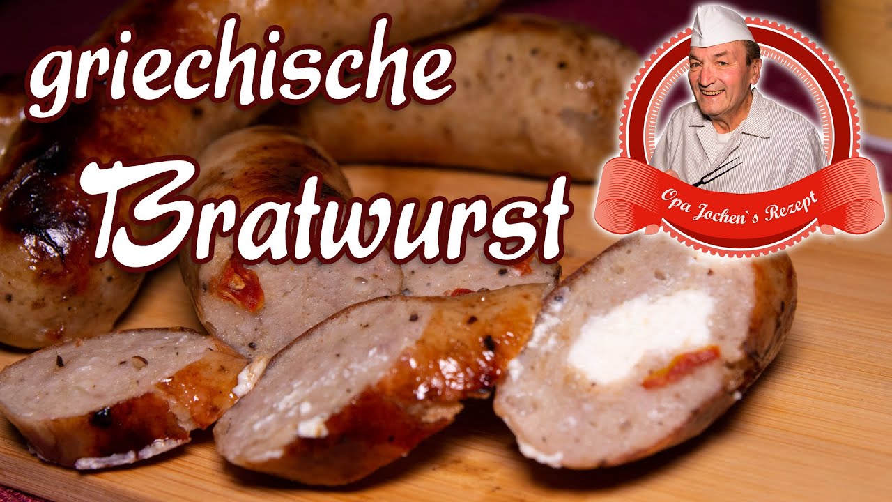 griechische Bratwurst selber machen - Bratwurst gebrüht mit Tomaten und Feta - Opa Jochens Rezept