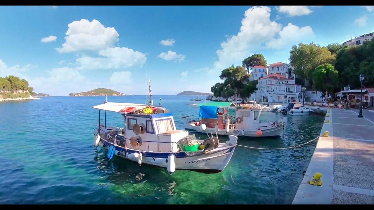 A walk through Skiathos Town in summer 2020, 4K
