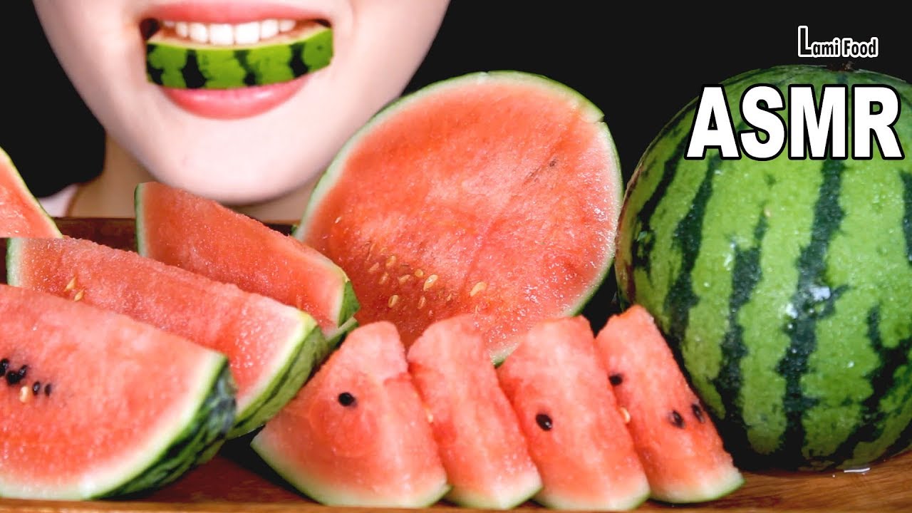 ASMR SMALL WATERMELON EATING SOUNDS SUPER JUICE| 咀嚼音 | かわいいスイカを食べる | 미니미니 애플수박 | NO TALKING