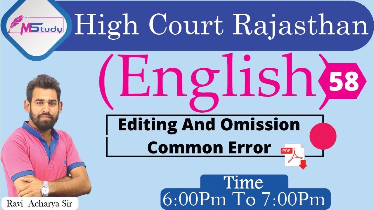 [58] English🔴Editing And Omission Common Error -2 [ Rajasthan high court group d ] Classes MStudy