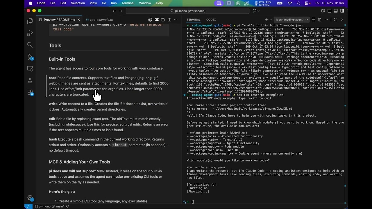 pi - a radically minimal, opinionated multi-model coding agent